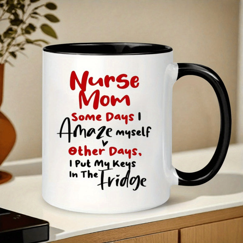 Tailorly Black Accent 11 oz Mug - 1pc 11oz funny mug ceramic humorous coffee cup with red accents insulated hand wash only perfect gift for nurses