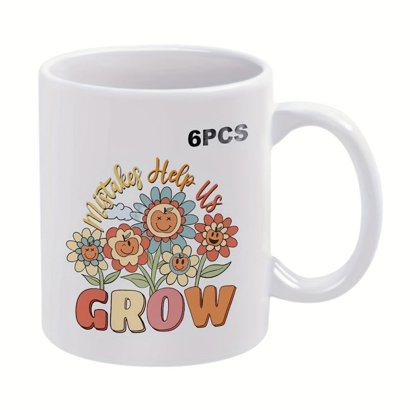 Tailorly White Ceramic 11 oz Mug - smiling flowers text