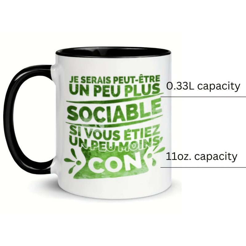 Tailorly Black Accent 11 oz Mug - one green ceramic mug 11oz 360ml ideal for coffee and other drinks perfect as a humorous gift for men and women