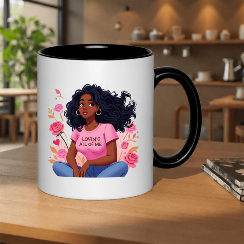 Tailorly Black Accent 11 oz Mug - rose themed inspirational quotes