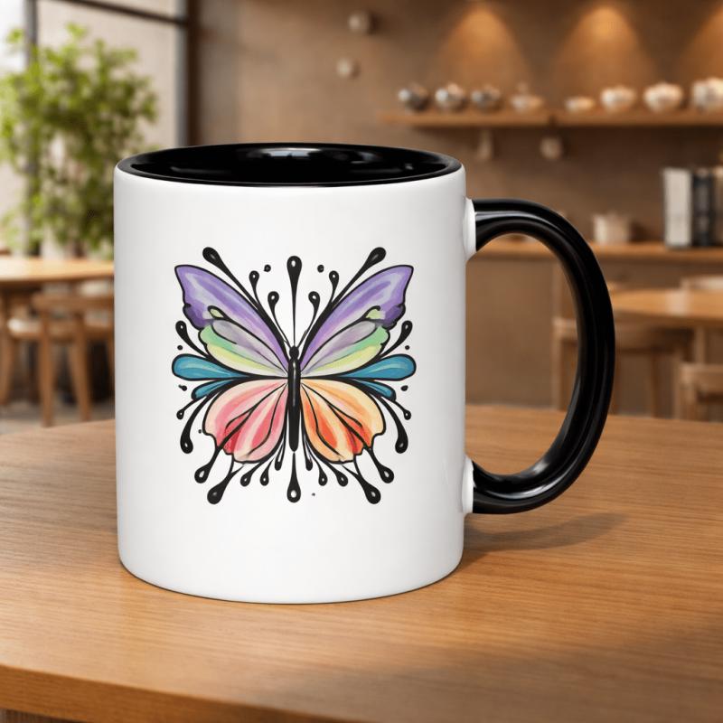 Tailorly Black Accent 11 oz Mug - colorful with a black border and decorative features
