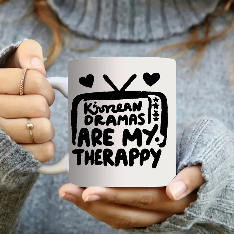 Tailorly White Ceramic 11 oz Mug - korean dramas text