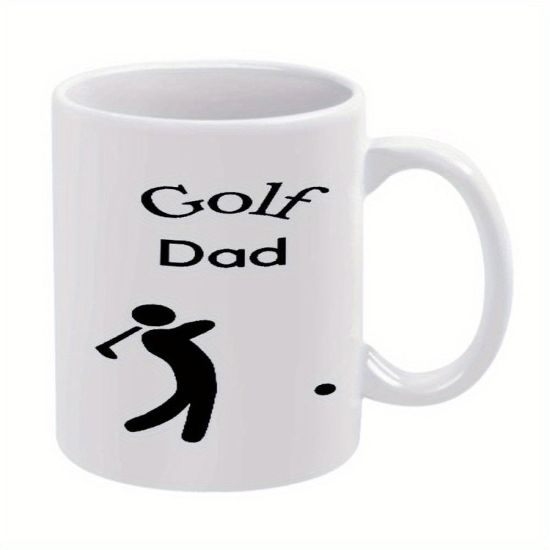 Tailorly White Ceramic 11 oz Mug - golf dad silhouette
