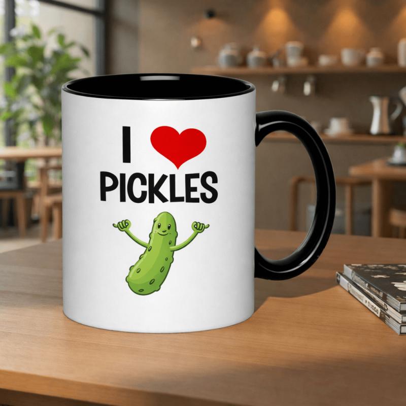 Tailorly Black Accent 11 oz Mug - a humorous gift for pickle enthusiasts this 11oz ceramic mug features design coffee and safe for microwaves making