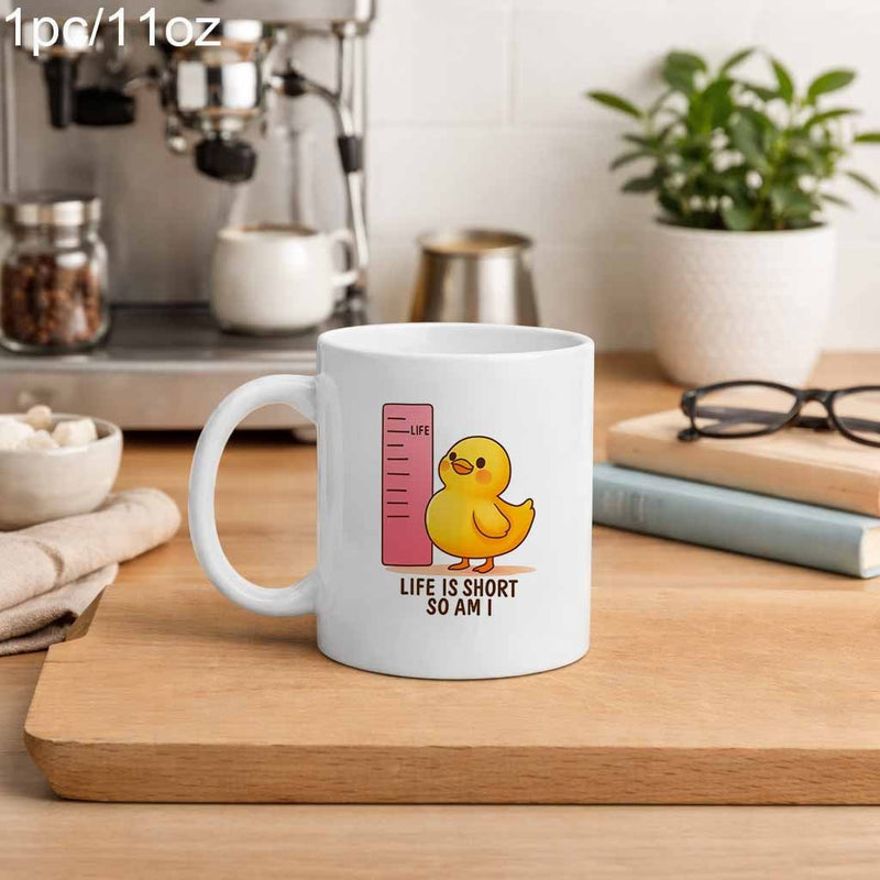 Tailorly White Ceramic 11 oz Mug - 1pc novelty duck mug with short i quote cute coffee cup suitable for dishwasher fun gift for adorable duck for