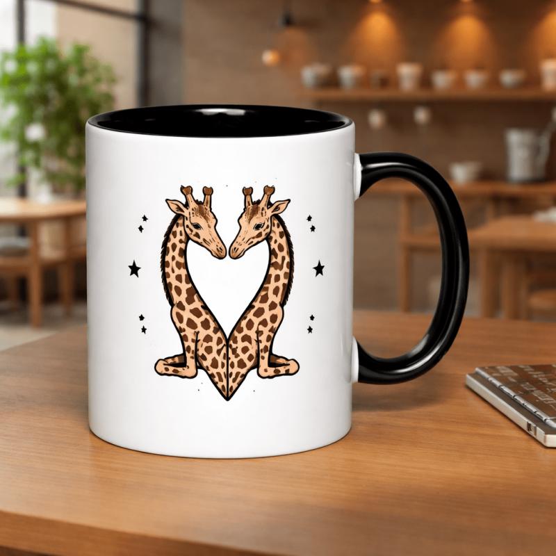 Tailorly Black Accent 11 oz Mug - a heart shape with stars