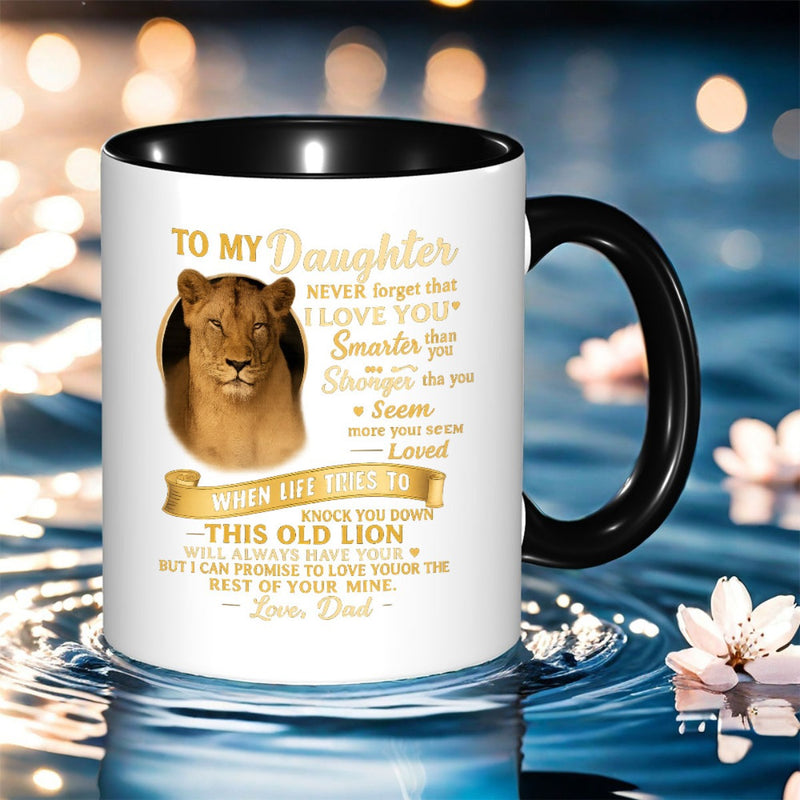 Tailorly Black Accent 11 oz Mug - lion motivational quote