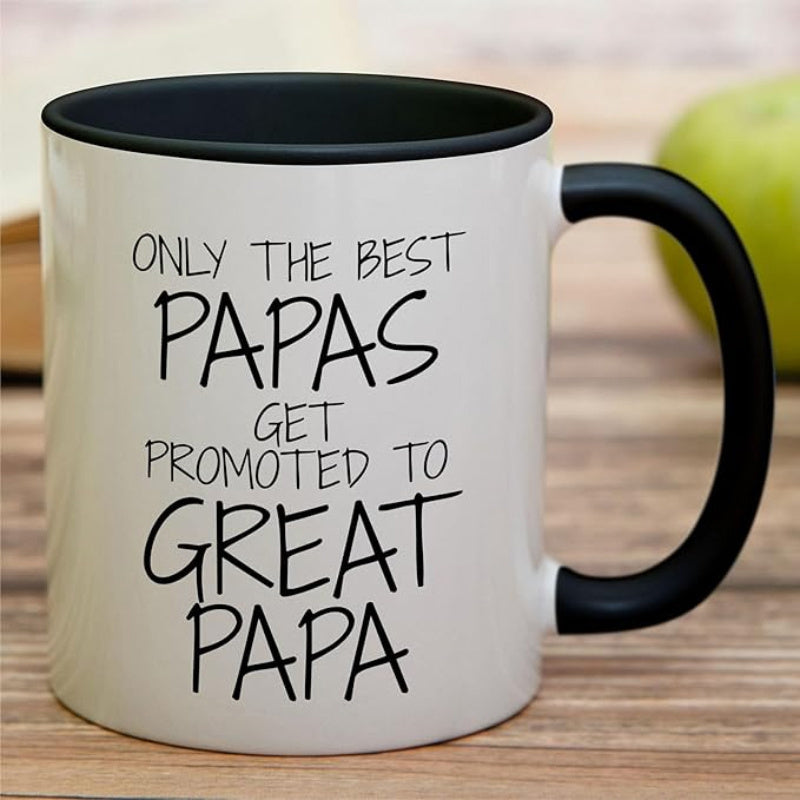 Tailorly Black Accent 11 oz Mug - funny mug with text "get to great papa"