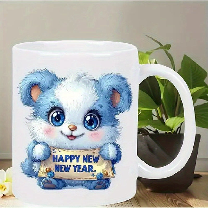 Tailorly White Ceramic 11 oz Mug - adorable blue cartoon