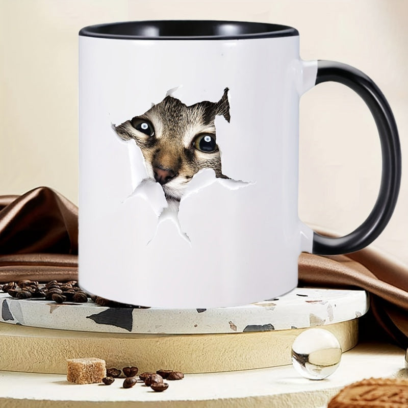 Tailorly Black Accent 11 oz Mug - one reusable ceramic cup for daily use ideal as a birthday or anniversary for coffee tea or hot chocolate an