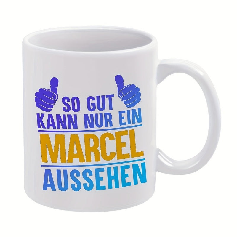 Tailorly White Ceramic 11 oz Mug - a single humorous ceramic mug designed for restaurants and businesses holding 11oz 360ml suitable for coffee and other