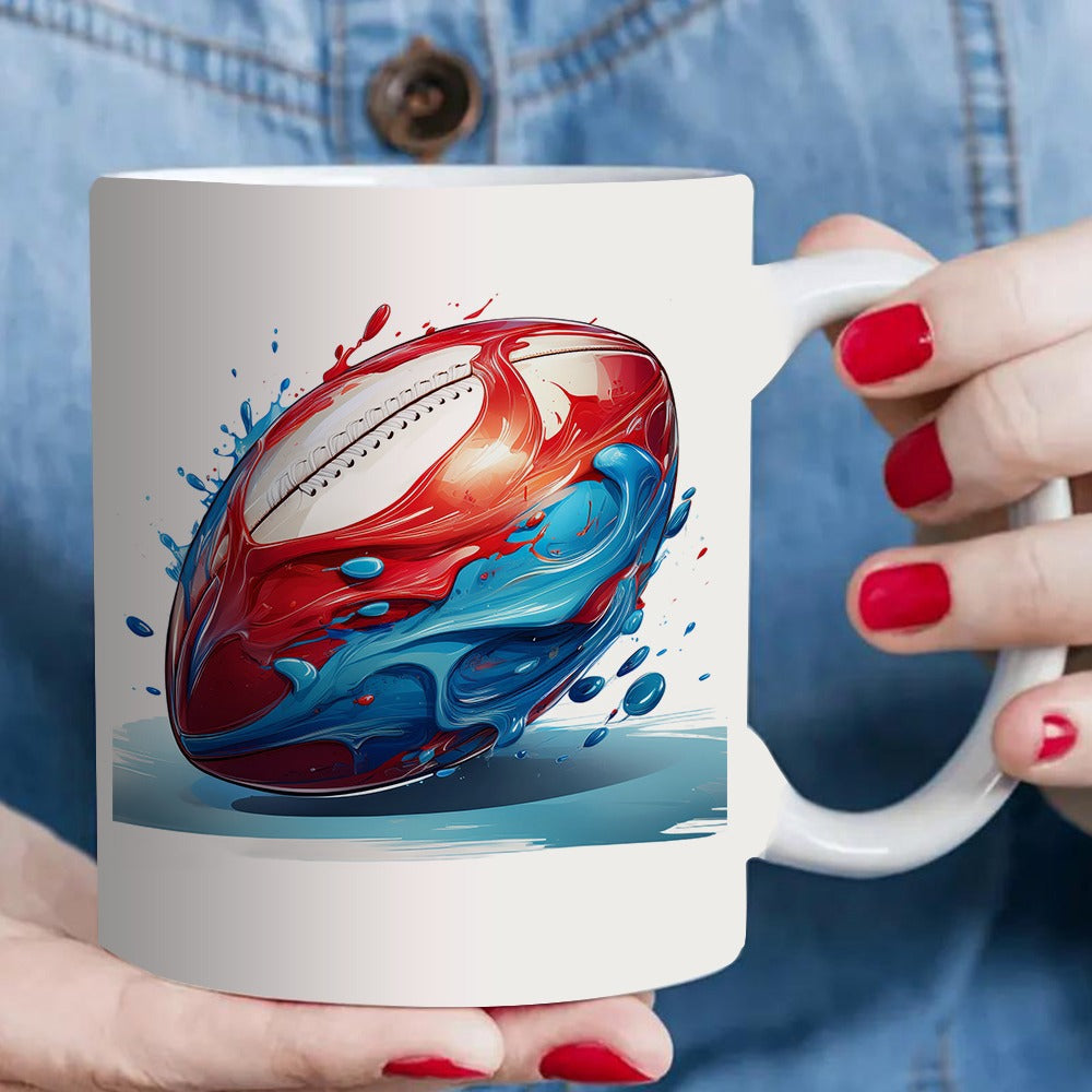 Tailorly White Ceramic 11 oz Mug - american football design