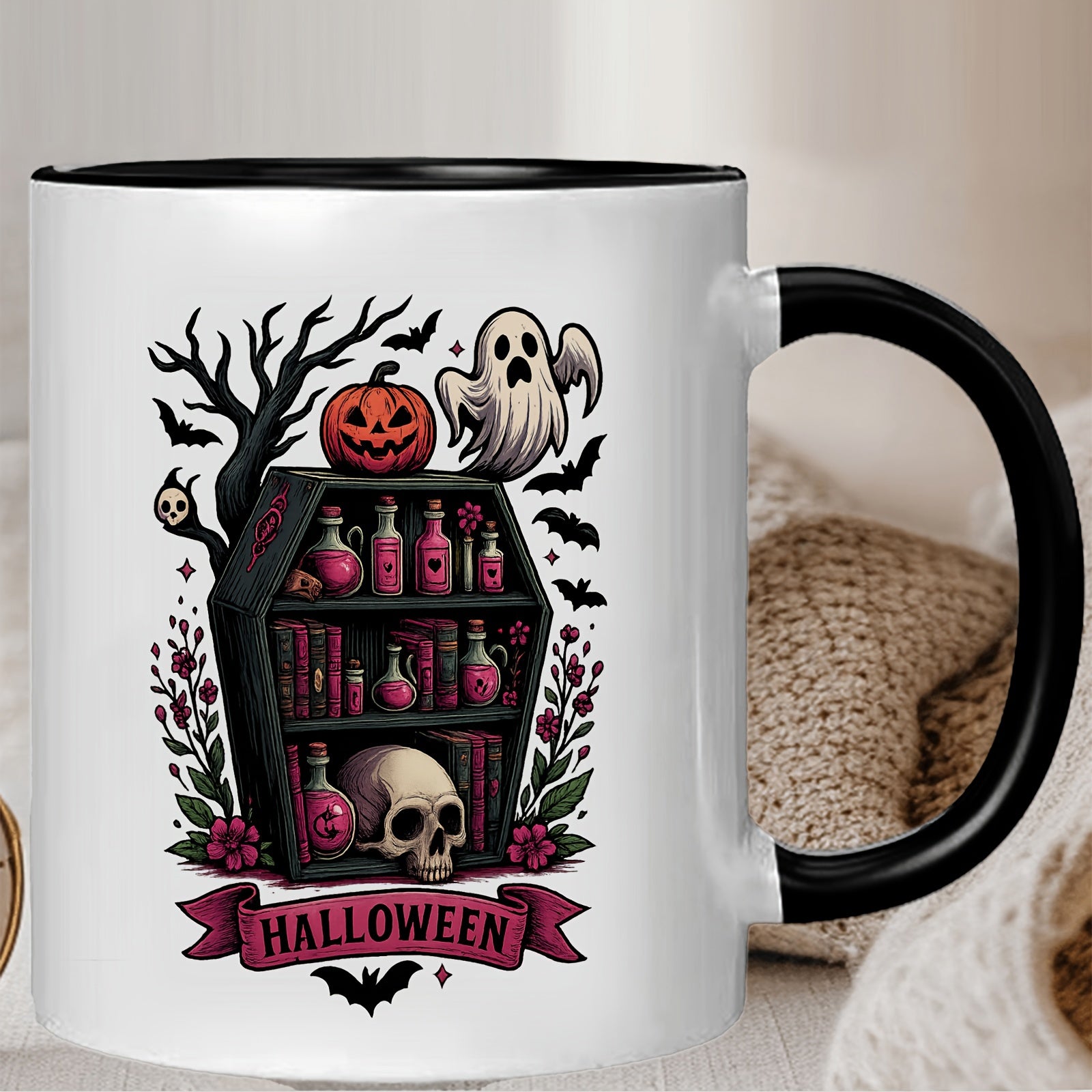Tailorly Black Accent 11 oz Mug - halloween patterns