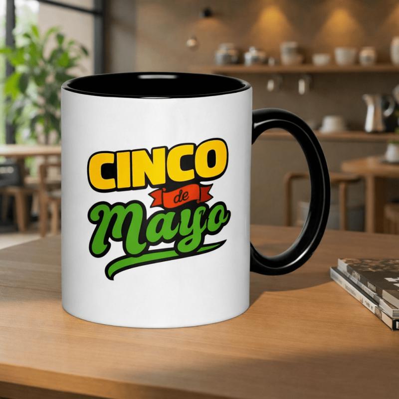 Tailorly Black Accent 11 oz Mug - de mayo festive mexican abstract moms and teachers during afternoon