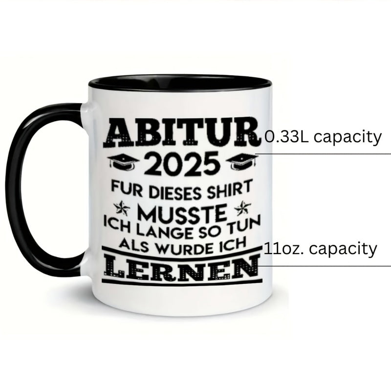 Tailorly Black Accent 11 oz Mug - text graduation 2025 funny