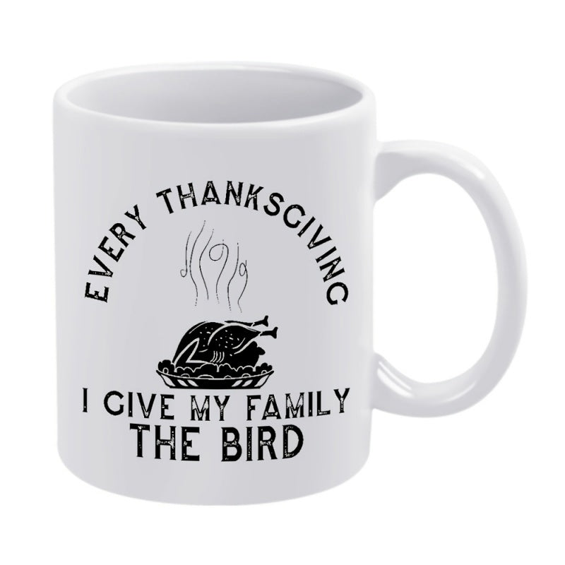 Tailorly White Ceramic 11 oz Mug - thanksgiving turkey