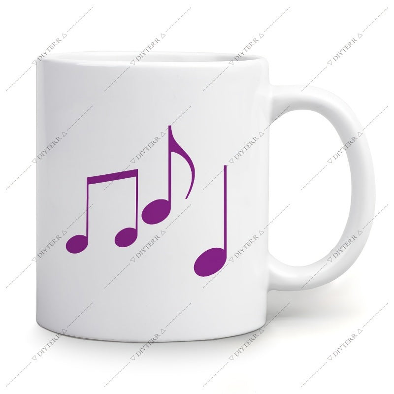 Tailorly White Ceramic 11 oz Mug - musical note and treble clef