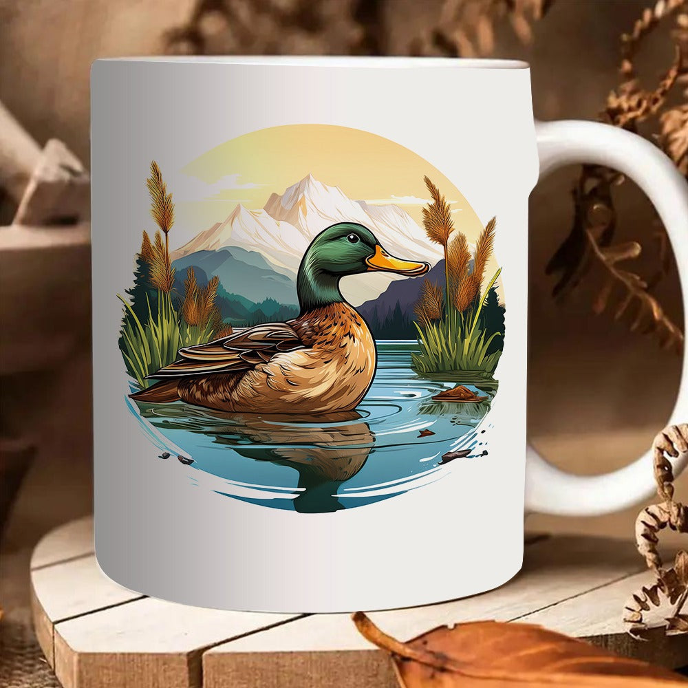 Tailorly White Ceramic 11 oz Mug - mallard duck