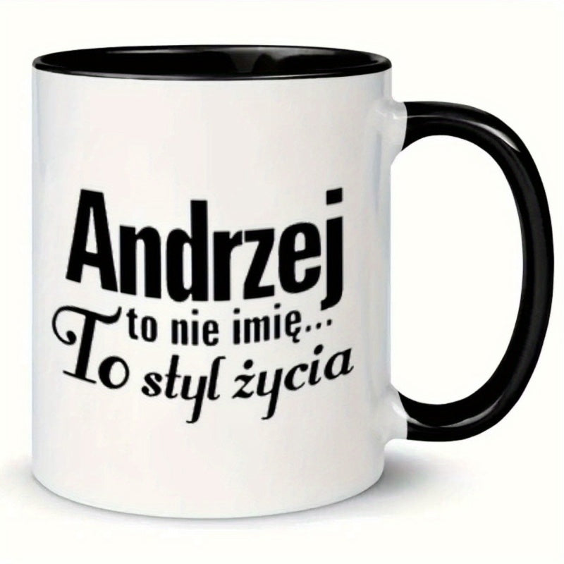 Tailorly Black Accent 11 oz Mug - andrzej polish text design