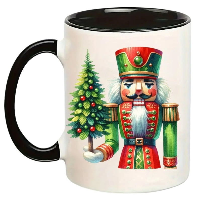 Tailorly Black Accent 11 oz Mug - funny handcrafted walnut nutcracker