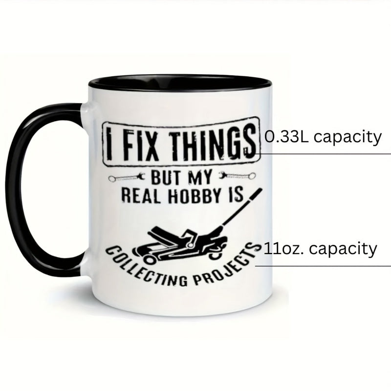 Tailorly Black Accent 11 oz Mug - tools lawnmower text funny