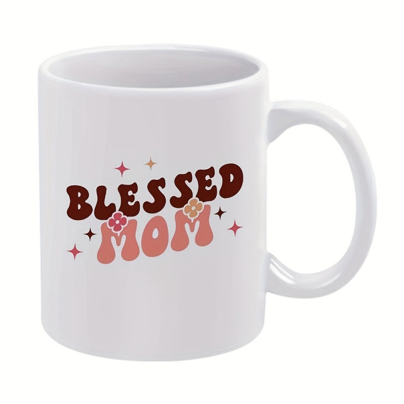 Tailorly White Ceramic 11 oz Mug - blessed mom with flowers