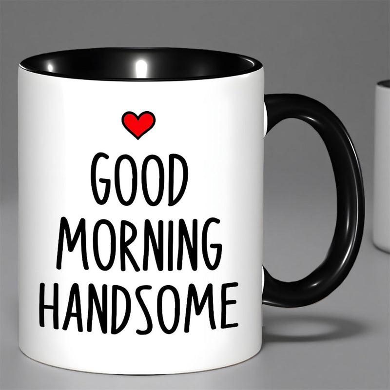 Tailorly Black Accent 11 oz Mug - 1pc 11oz ceramic coffee mug with red ideal for hot cold drinksperfect for officehomeholidaysromantic gift for