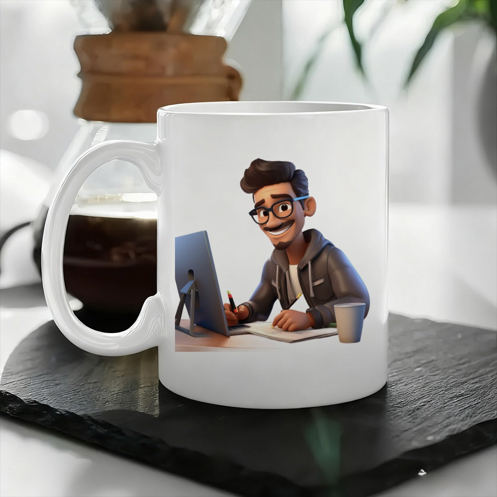 Tailorly White Ceramic 11 oz Mug - 1pc stylish ceramic mug design coffee and tea ideal for daily use at home or office great gift for and