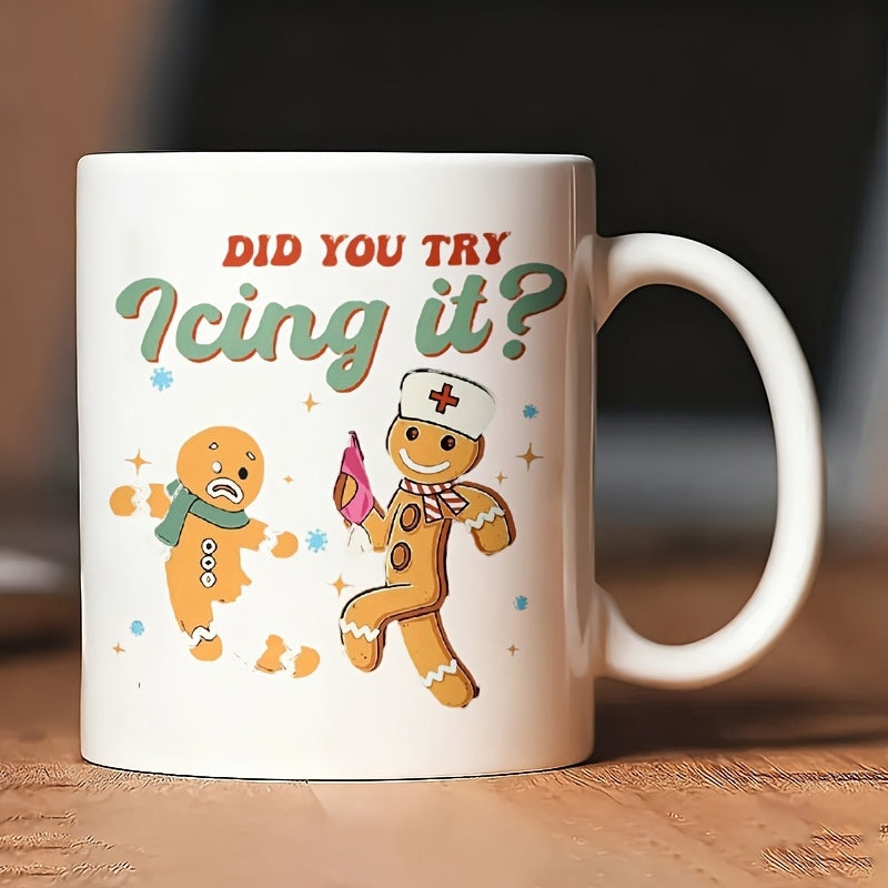 Tailorly White Ceramic 11 oz Mug - 1pc coffee travel mug1pcs cute gingerbread men mug did you try icing it large 11oz ceramic tea cup with hand wash