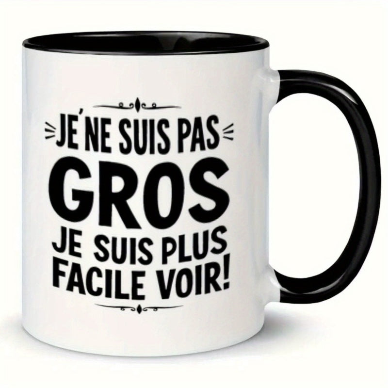 Tailorly Black Accent 11 oz Mug - 1pc french fun funny mug 11oz ceramic water cup gift coffee cup decorative cup ideal birthday and holiday gift very