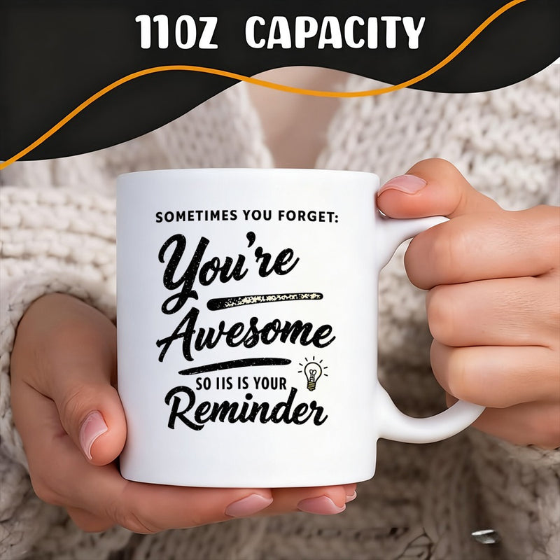 Tailorly White Ceramic 11 oz Mug - motivational quote with elegant script and lightbulb icon