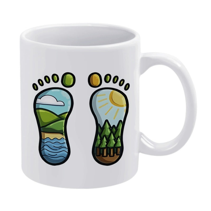 Tailorly White Ceramic 11 oz Mug - footprints