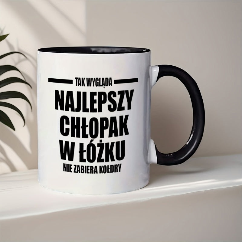 Tailorly Black Accent 11 oz Mug - boy in bed