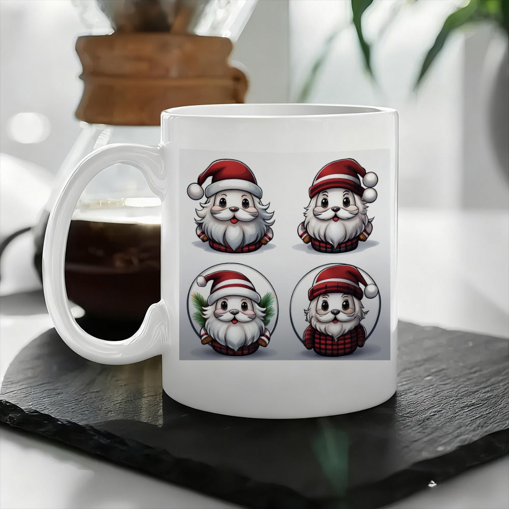 Tailorly White Ceramic 11 oz Mug - cute santa claus