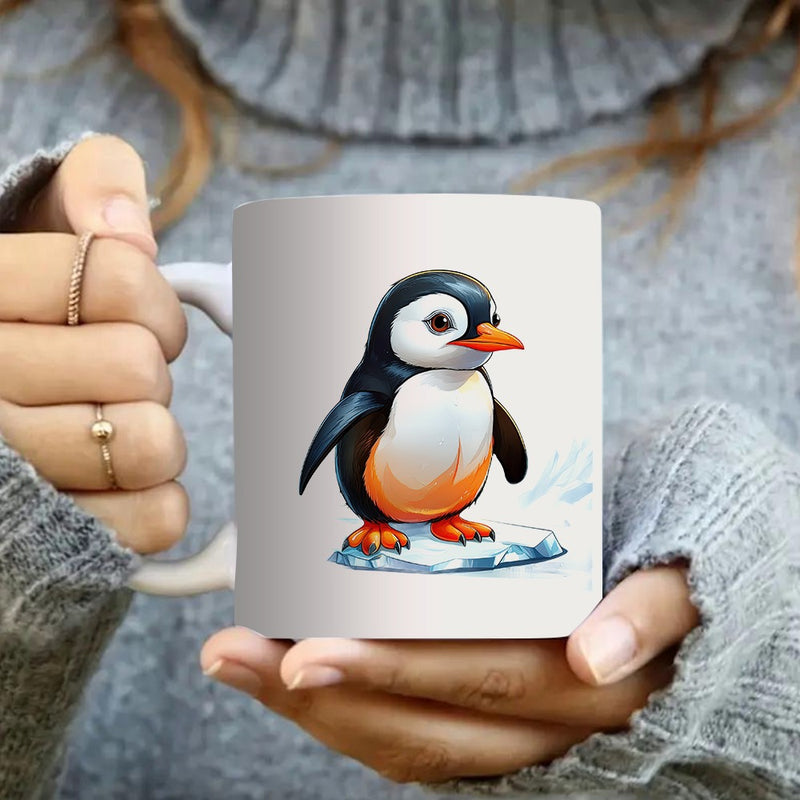 Tailorly White Ceramic 11 oz Mug - cute penguin