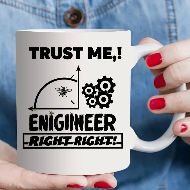 Tailorly White Ceramic 11 oz Mug - humorous design with gears