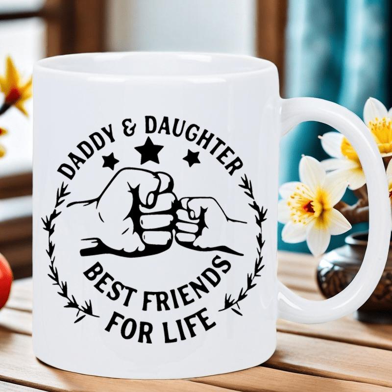 Tailorly White Ceramic 11 oz Mug - 1pc 11oz ceramic coffee mug daddy daughter insulated ceramic coffee mug reusable perfect gift for men women for coffee