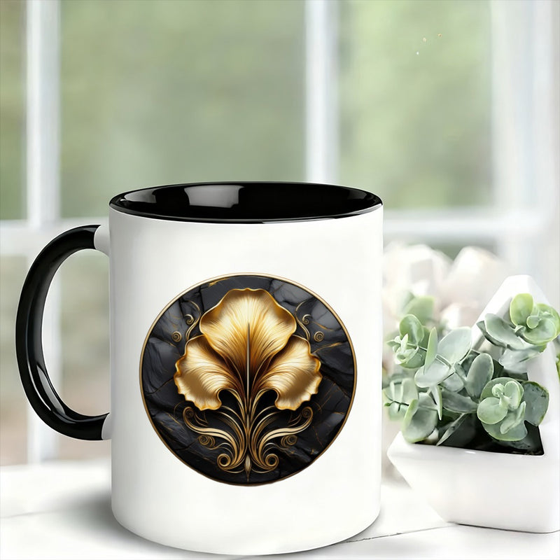 Tailorly Black Accent 11 oz Mug - elegant black and golden design