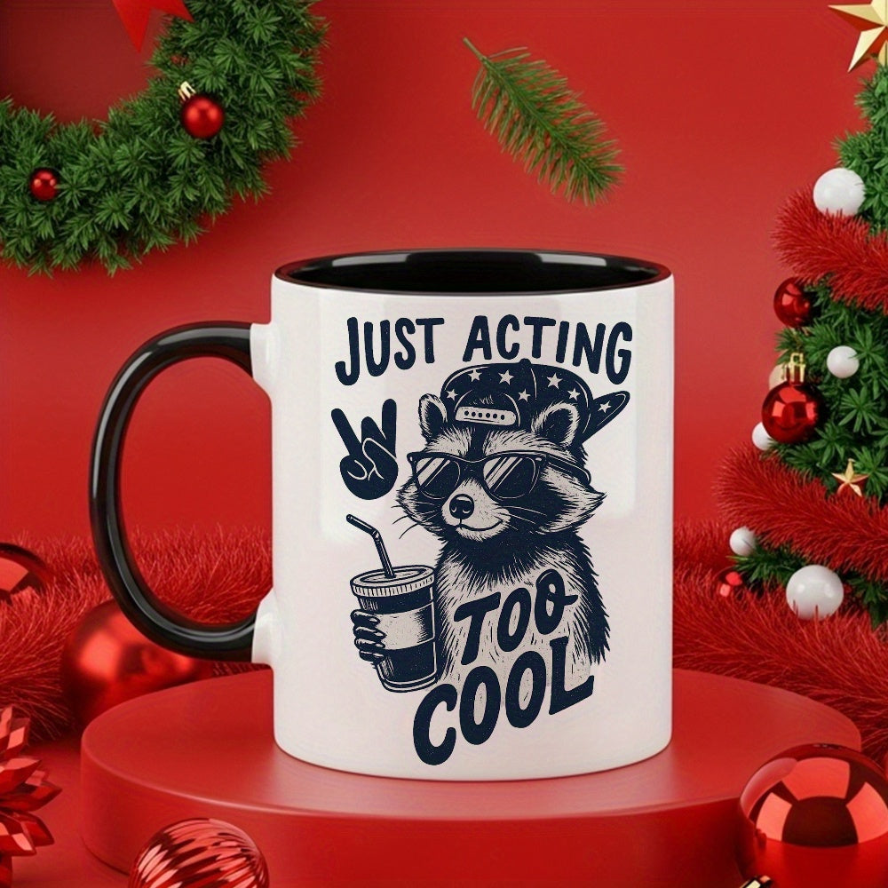 Tailorly Black Accent 11 oz Mug - funny raccoon wearing glasses with slogan