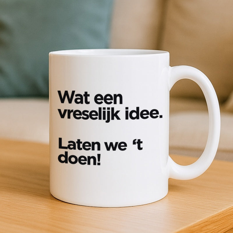 Tailorly White Ceramic 11 oz Mug - funny dutch text