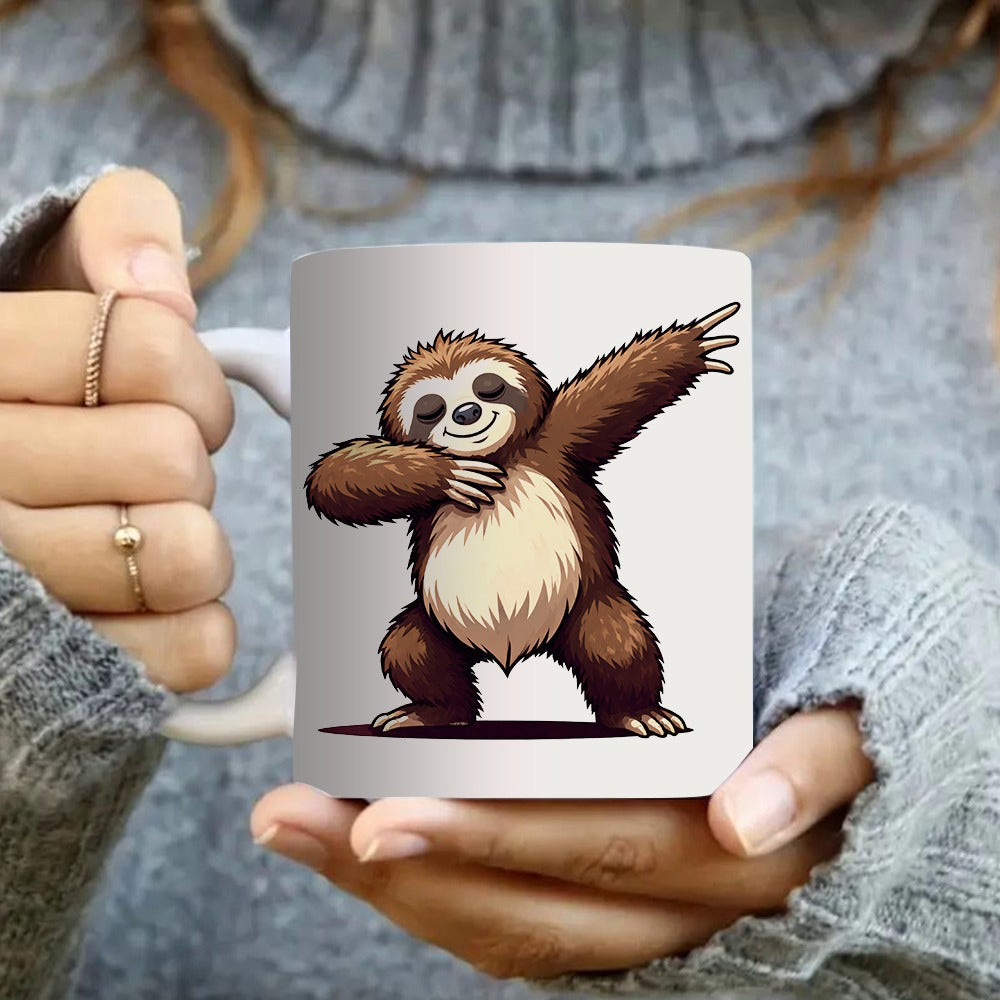 Tailorly White Ceramic 11 oz Mug - cute sloth