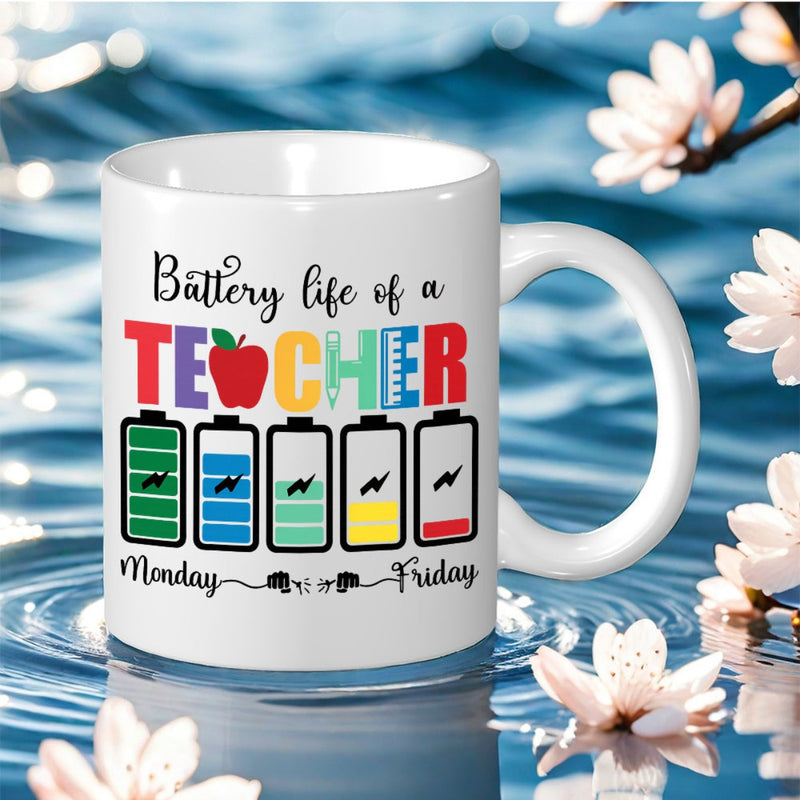 Tailorly White Ceramic 11 oz Mug - life of a teacher print