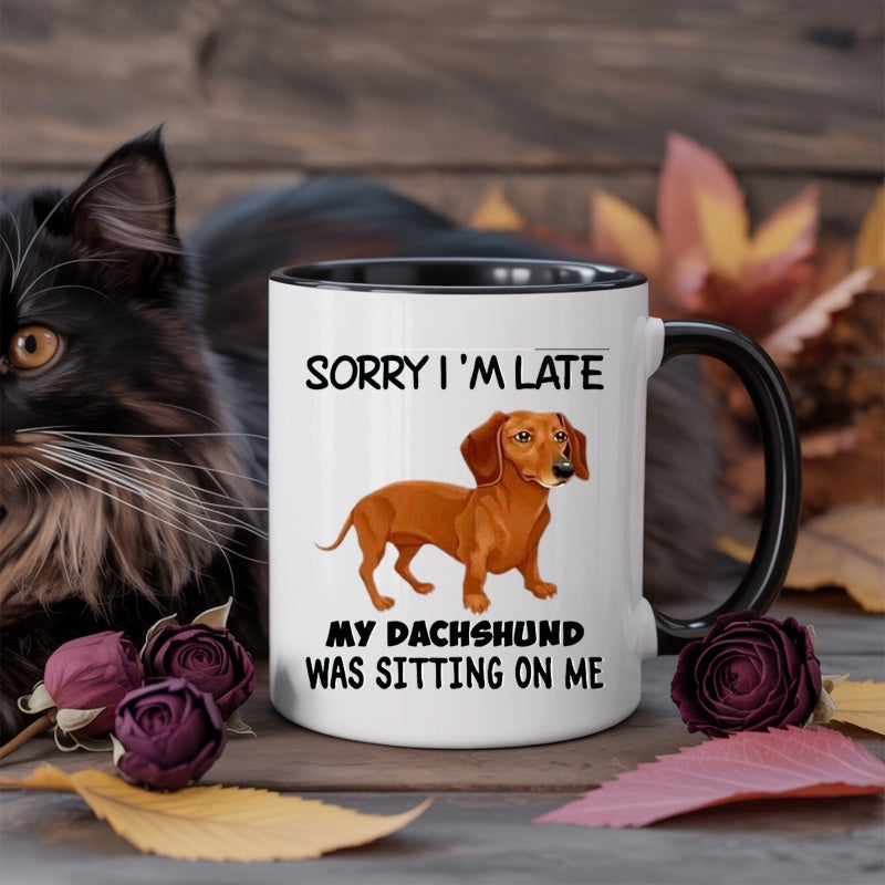 Tailorly Black Accent 11 oz Mug - funny dachshund print