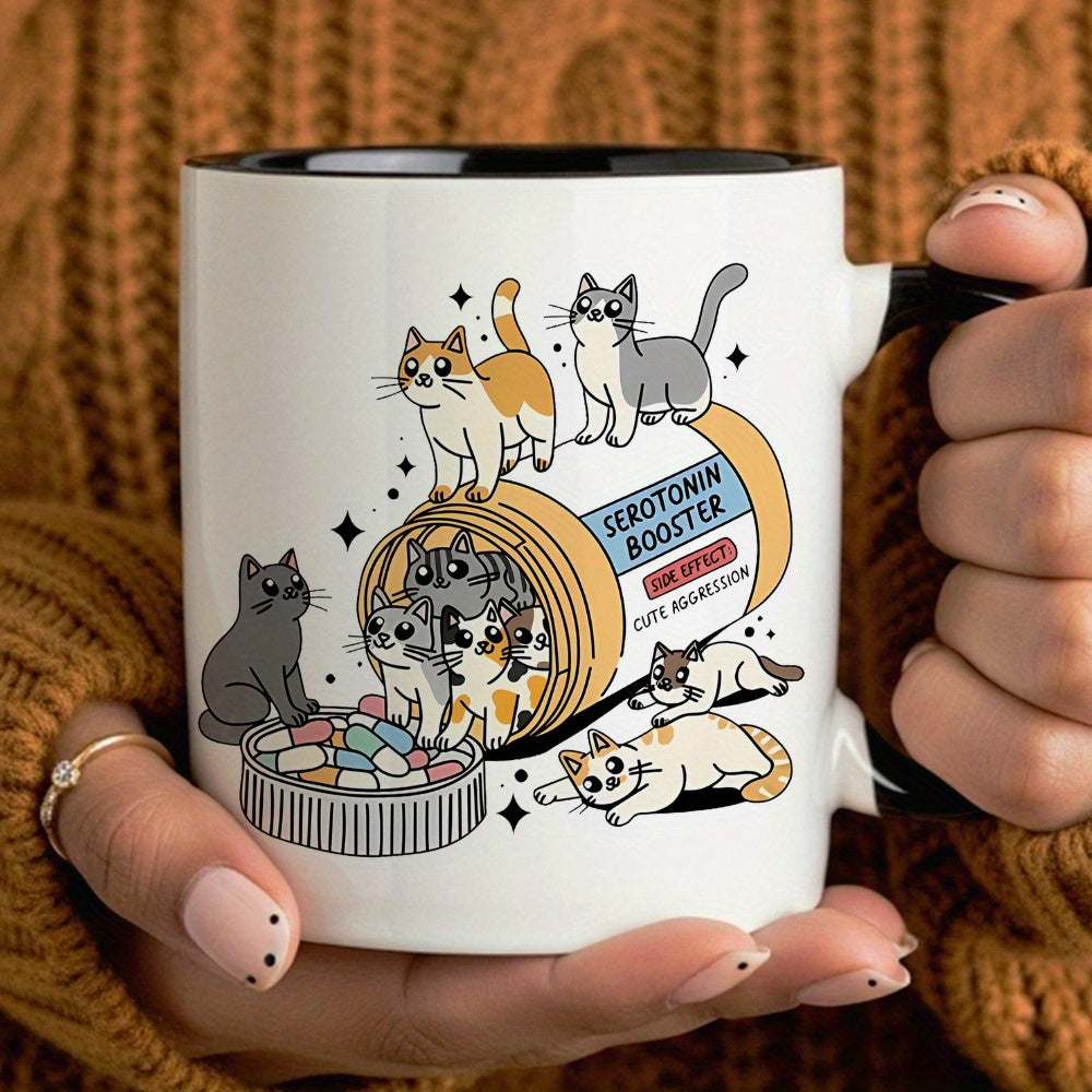 Tailorly Black Accent 11 oz Mug - cute cartoon cat