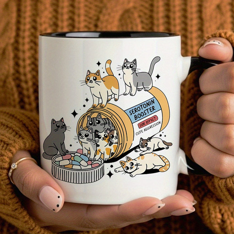 Tailorly Black Accent 11 oz Mug - cute cartoon cat