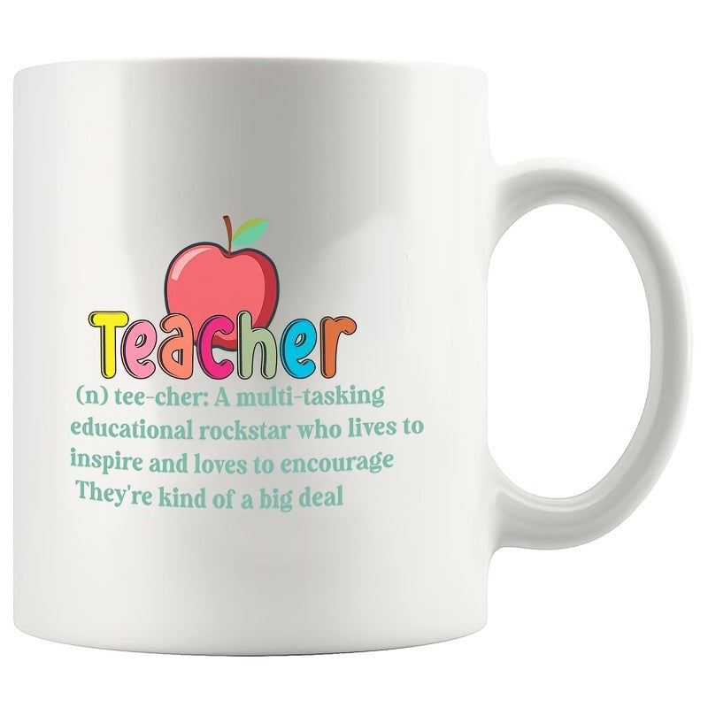 Tailorly White Ceramic 11 oz Mug - 1pc of a stylish coffee mug 11 oz white ceramic cup designed for new educators housewarming gifts reusable hand wash