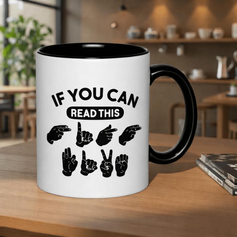 Tailorly Black Accent 11 oz Mug - sign language hands