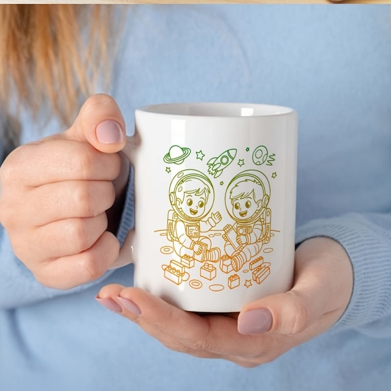 Tailorly White Ceramic 11 oz Mug - blocks