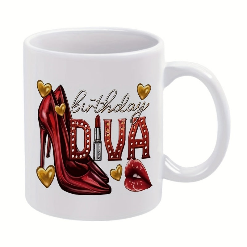 Tailorly White Ceramic 11 oz Mug - heels lipstick hearts