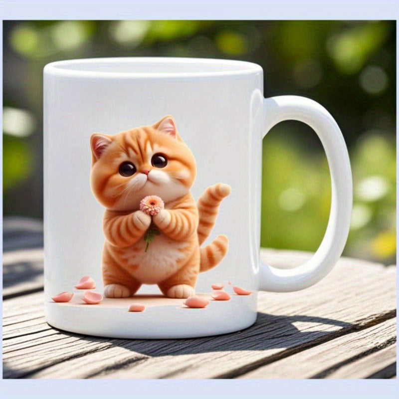 Tailorly White Ceramic 11 oz Mug - personalized cute kitten